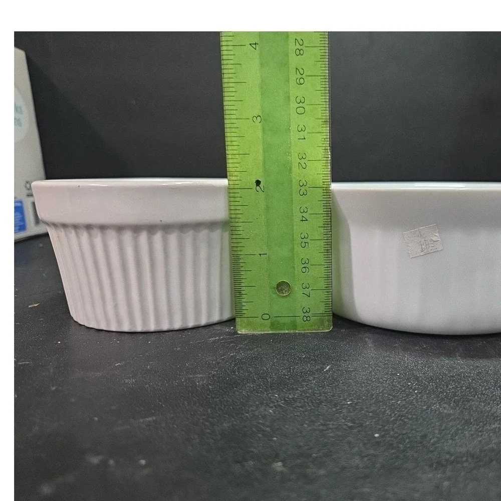 Bali White Ceramic Ribbed Bowls, Set of‎ 3, Vintage Replacement Kitchenware